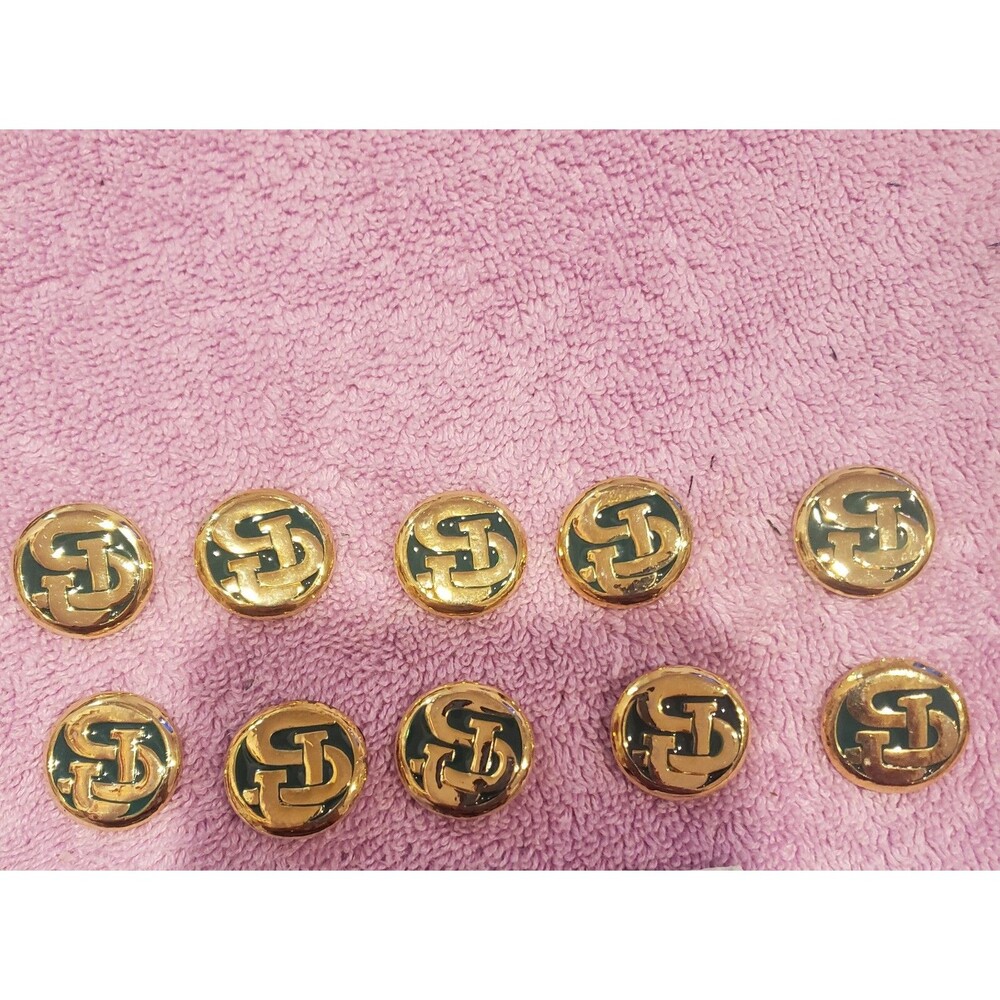 St. John Green and Gold logo Replacement Shank Buttons 12 pieces VVV